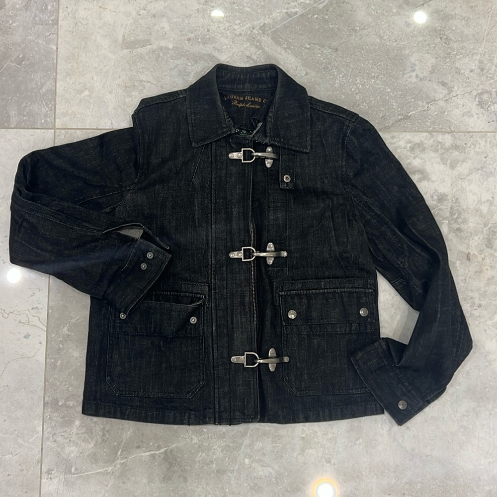 Ralph Lauren Double RL Black Denim Toggle Jacket
